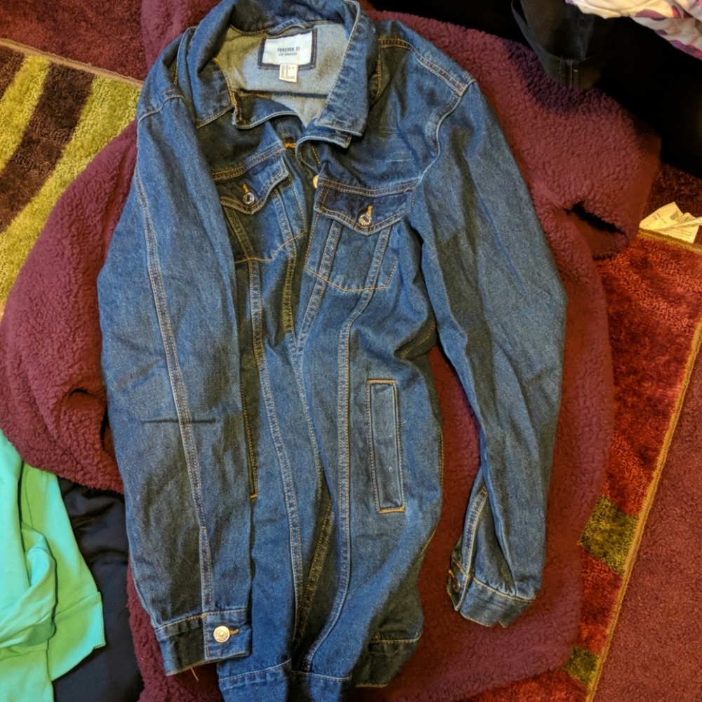 Long dark denim jacket